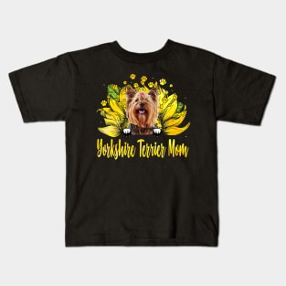 Yorkshire Terrier Mom Sunflower Kids T-Shirt